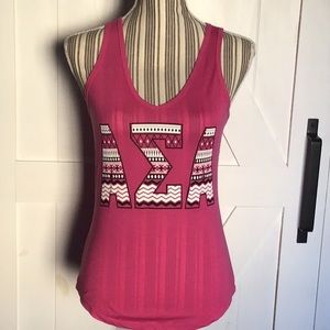 Alpha sigma alpha ΑΣΑ Bella canvas tank solid pink with printed letters